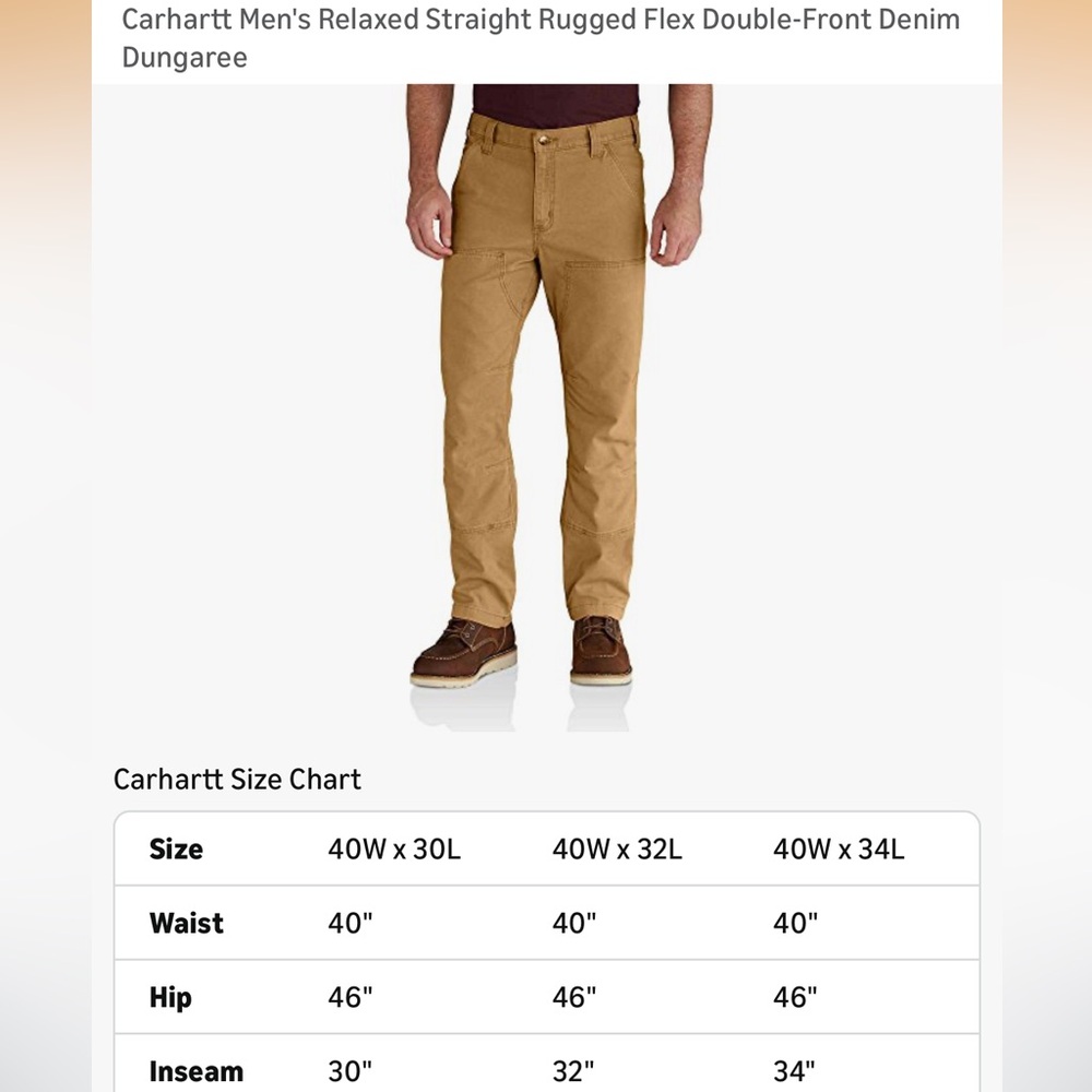 Carhartt Full Swing Relaxed Fit canvas Pant 40x32 Men's - Picture 6 of 16